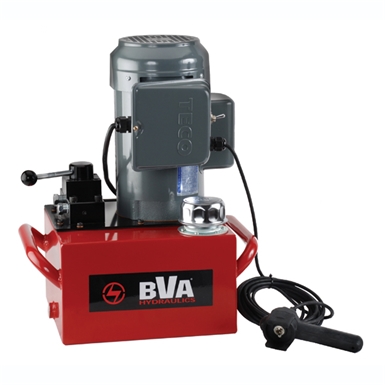 BVA Hydraulics Electric Pumps with Locking Manual Valve and Pendant Switch for Single Acting Cylinders PE50W3L03A